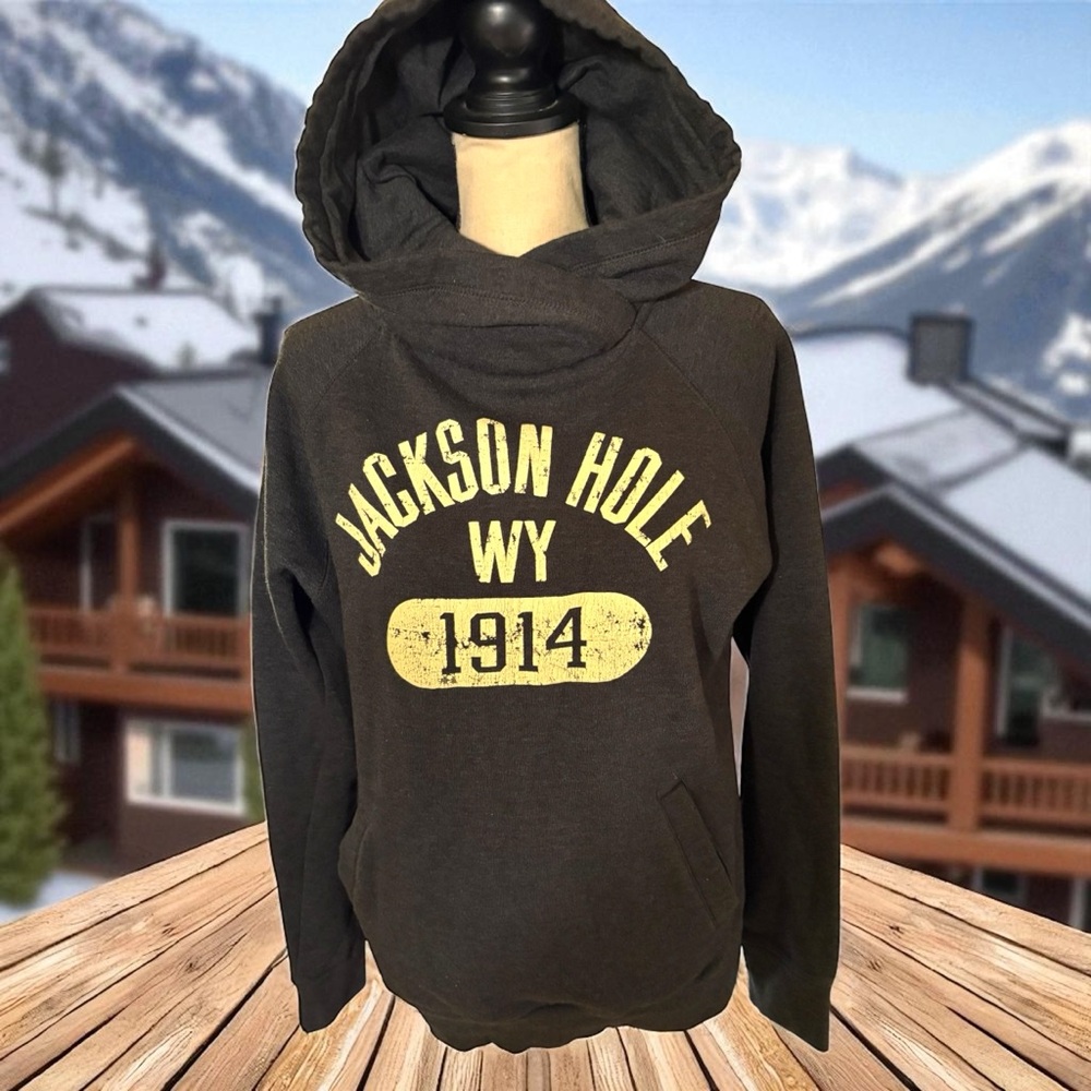Outfitters Trading Co.-women’s medium hoodie. Jackson Hole WY. Dark gray. EUC!